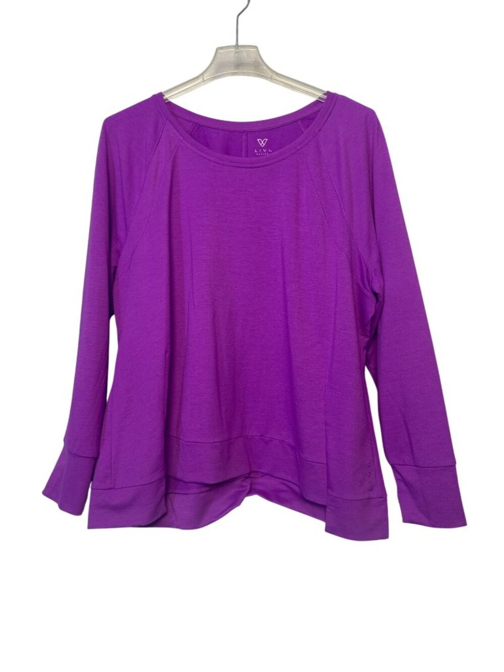 Livi Active Womens Purple Long Sleeve Top Size 22/24 Polyester Spandex Casual